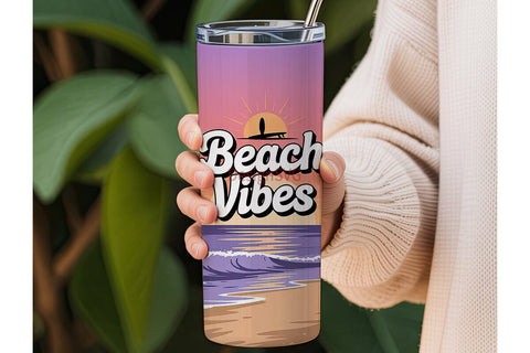 Beach Vibes 20oz Tumbler Wrap Sublimation DesignSVG 