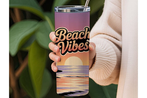 Beach Vibes 20oz Tumbler Wrap Sublimation DesignSVG 