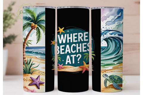 Beach Vibes 20oz Tumbler Wrap Sublimation PixelChick 