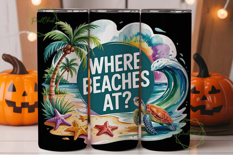 Beach Vibes 20oz Tumbler Wrap Sublimation PixelChick 