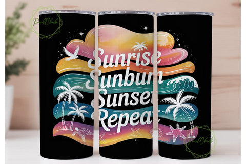 Beach Vibes 20oz Tumbler Wrap Sublimation PixelChick 