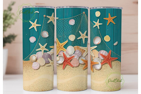Beach Vibes 20oz Tumbler Wrap Sublimation PixelChick 
