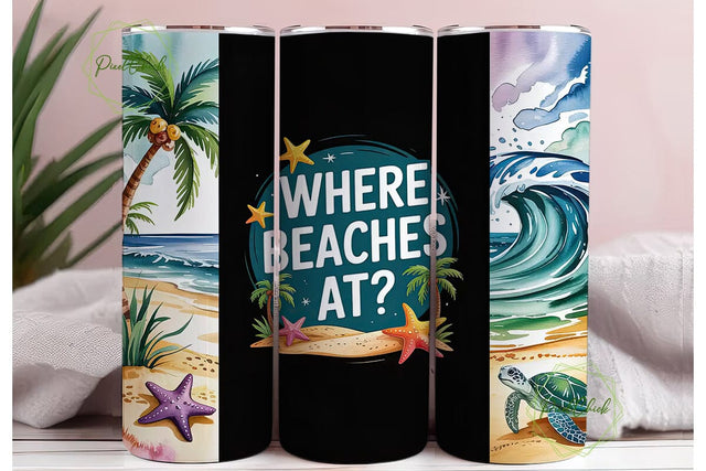 Beach Vibes 20oz Tumbler Wrap Sublimation PixelChick 