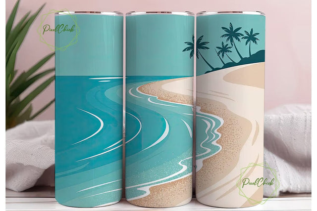 Beach Vibes 20oz Tumbler Wrap Sublimation PixelChick 
