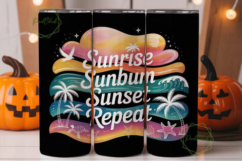 Beach Vibes 20oz Tumbler Wrap Sublimation PixelChick 
