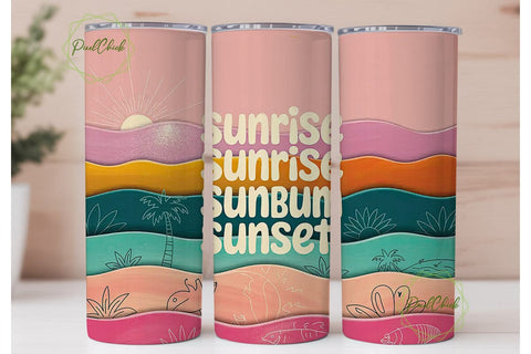 Beach Vibes 20oz Tumbler Wrap Sublimation PixelChick 