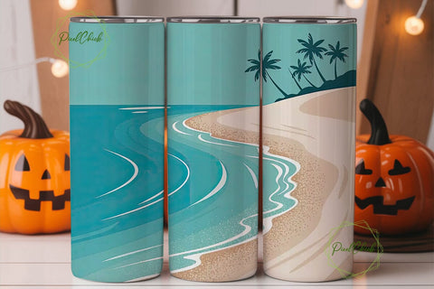 Beach Vibes 20oz Tumbler Wrap Sublimation PixelChick 