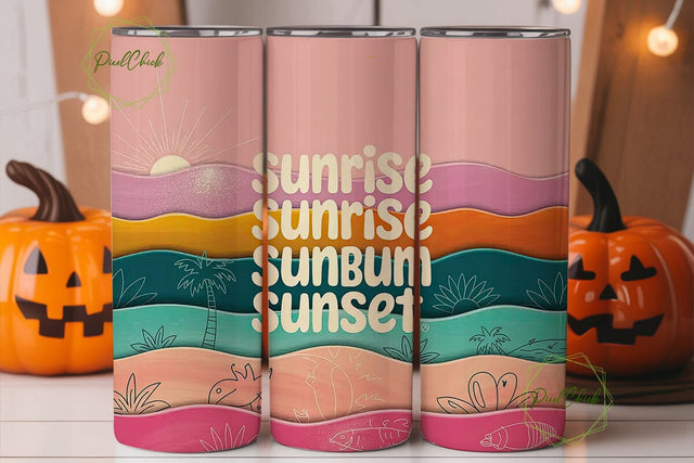 Beach Vibes 20oz Tumbler Wrap Sublimation PixelChick 