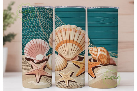 Beach Vibes 20oz Tumbler Wrap Sublimation PixelChick 