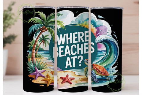 Beach Vibes 20oz Tumbler Wrap Sublimation PixelChick 