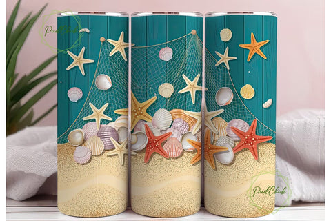 Beach Vibes 20oz Tumbler Wrap Sublimation PixelChick 
