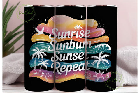Beach Vibes 20oz Tumbler Wrap Sublimation PixelChick 