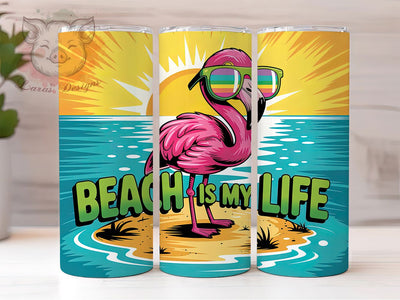 Beach Vibes Flamingo 20oz Tumbler Wrap, Cartoon Flamingo Sublimation, Beach Is My Life PNG, 20oz Tumbler Wrap, Tropical Flamingo Design, Ocean Vacation Sublimation, Seaside Tropical Wrap Sublimation Lara' s Designs 