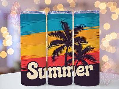 Beach Vibes Summer 20oz Tumbler, Summer Phrase Design, Tropical Coastal Illustration, Sublimation Tumbler Wrap, 20oz Tumbler, Fun Summer Gift, Bright Ocean Style Sublimation SvggirlplusArt 