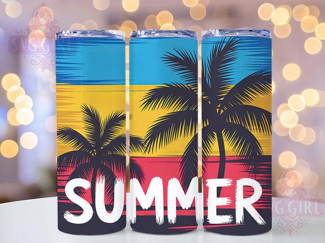 Beach Vibes Summer 20oz Tumbler, Summer Phrase Design, Tropical Coastal Illustration, Sublimation Tumbler Wrap, 20oz Tumbler, Fun Summer Gift, Bright Ocean Style Sublimation SvggirlplusArt 