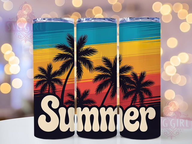 Beach Vibes Summer 20oz Tumbler, Summer Phrase Design, Tropical Coastal Illustration, Sublimation Tumbler Wrap, 20oz Tumbler, Fun Summer Gift, Bright Ocean Style Sublimation SvggirlplusArt 