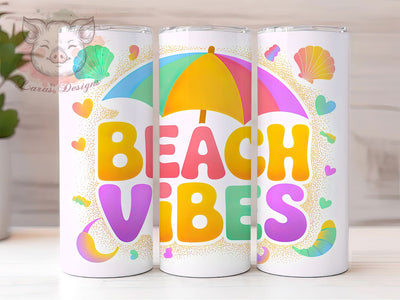 Beach Vibes Summer 20oz Tumbler Wrap, Beach Vibes Sublimation, Coastal Lifestyle PNG, 20oz Tumbler Wrap, Ocean Theme Design, Seaside Vacation Sublimation, Summer Vibes Wrap Sublimation Lara' s Designs 