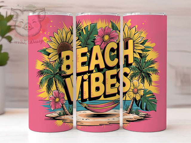 Beach Vibes Tropical 20oz Tumbler, Tropical Tumbler Wrap, Summer Vacation Tumbler, 20oz Tumbler Wrap, Sublimation Tumbler Design, Ocean Theme Tumbler, Digital Download Sublimation Lara' s Designs 