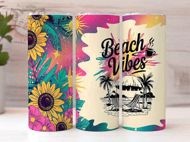 Beach Vibes Tropical 20oz Tumbler, Tropical Tumbler Wrap, Summer Vacation Tumbler, 20oz Tumbler Wrap, Sublimation Tumbler Design, Ocean Theme Tumbler, Digital Download Sublimation Lara' s Designs 