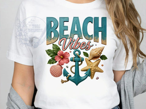 Beach Vibes Tropical T-Shirt PNG, Beach Vibes, Tropical Style, Coastal Life, Summer Fashion, Sublimation PNG, Statement Shirt, Island Dreams Sublimation ToriDesigns 