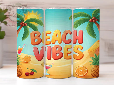 Beach Vibes Tumbler, 3D Summer Vibes, Inflated Tumbler Wrap, Digital Download, 20oz Tumbler, Summer Sublimation, Colorful Tumbler Design Sublimation Lara' s Designs 