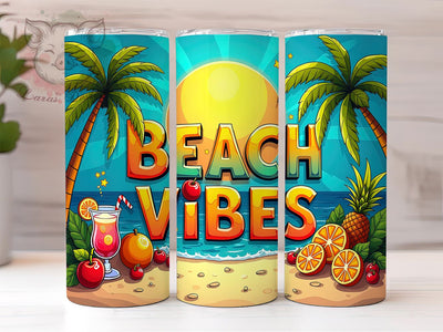Beach Vibes Tumbler, 3D Summer Vibes, Inflated Tumbler Wrap, Digital Download, 20oz Tumbler, Summer Sublimation, Colorful Tumbler Design Sublimation Lara' s Designs 