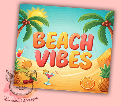 Beach Vibes Tumbler, 3D Summer Vibes, Inflated Tumbler Wrap, Digital Download, 20oz Tumbler, Summer Sublimation, Colorful Tumbler Design Sublimation Lara' s Designs 