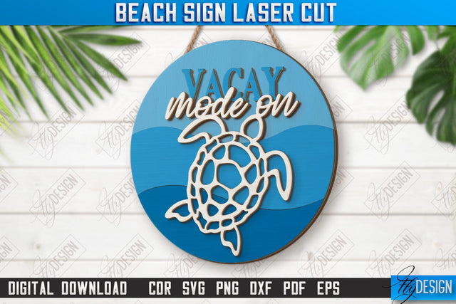 Beach Wall Sign Laser Cut | Summer Front Door Decor | Summer Vibe | CNC File SVG Fly Design 