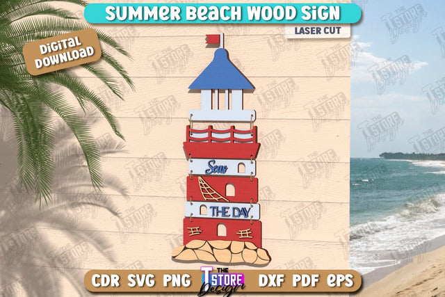 Beach Wall Sign Laser Cut | Summer Front Door Decor | Summer Vibe | CNC File SVG The T Store Design 