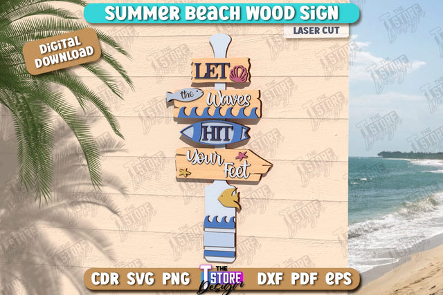 Beach Wall Sign Laser Cut | Summer Front Door Decor | Summer Vibe | CNC File SVG The T Store Design 