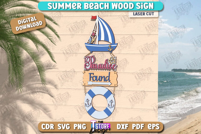 Beach Wall Sign Laser Cut | Summer Front Door Decor | Summer Vibe | CNC File SVG The T Store Design 