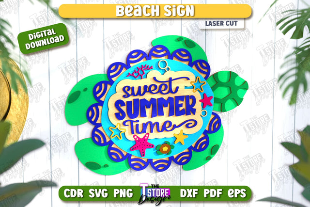 Beach Wall Sign Laser Cut | Summer Front Door Decor | Summer Vibe | CNC File SVG The T Store Design 