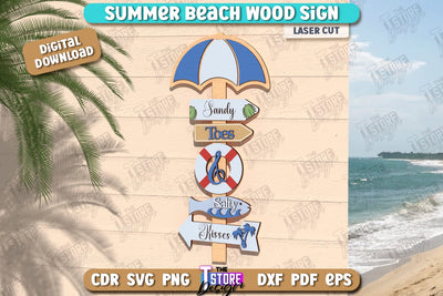 Beach Wall Sign Laser Cut | Summer Front Door Decor | Summer Vibe | CNC File SVG The T Store Design 