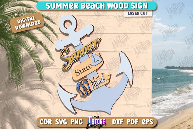 Beach Wall Sign Laser Cut | Summer Front Door Decor | Summer Vibe | CNC File SVG The T Store Design 