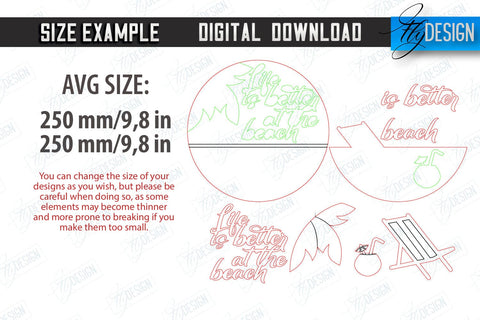 Beach Wall Signs Laser Cut Bundle | Summer Front Door Decor | Summer Vibe | CNC Files SVG Fly Design 