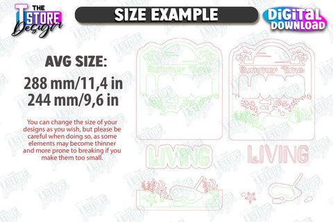 Beach Wall Signs Laser Cut Bundle | Summer Front Door Decor | Summer Vibe | CNC Files SVG The T Store Design 