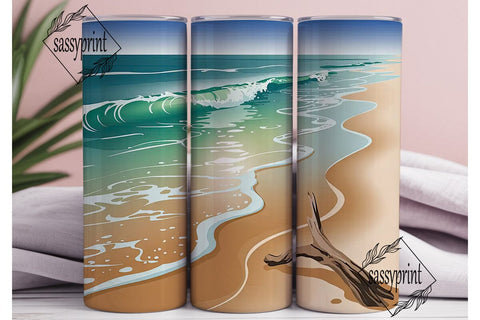 Beach Waves 20oz Tumbler Wrap Sublimation sassyprint 