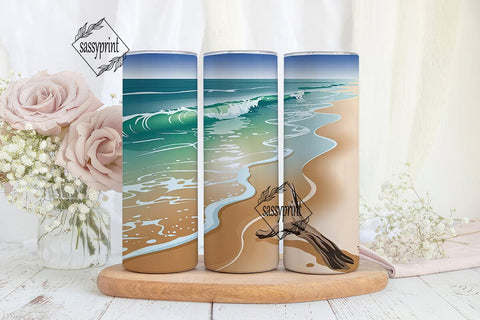 Beach Waves 20oz Tumbler Wrap Sublimation sassyprint 