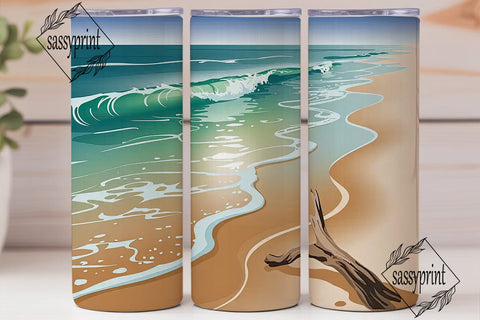 Beach Waves 20oz Tumbler Wrap Sublimation sassyprint 