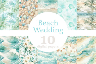 Beach Wedding Digital Papers | Summer Wedding Pattern Digital Pattern GlamArtZhanna 