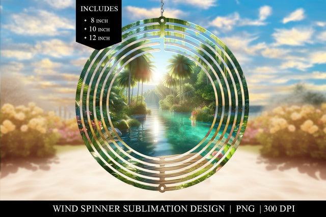 Beach Wind Spinner Sublimation Design, Tropical Paradise Sublimation BijouBay 
