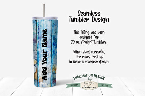 Beach with Colored Pebbles 20oz Seamless Tumbler Wrap - Add Your Name Sublimation Ewe-N-Me Designs 