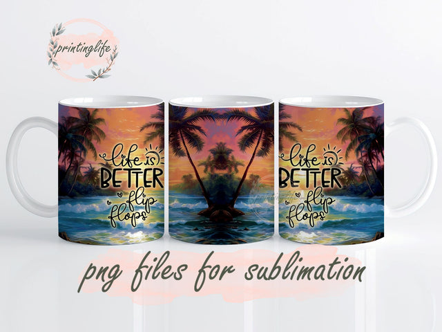 Beach Wrap, Summer Vibes, Seas the Day Sunset Mug Wrap Design, Instant Digital Design Download Mug Wrap Design, Mug Design PNG Sublimation PrintingLife 
