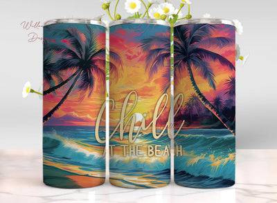 Beach Wrap, Summer Vibes, Seas the Day Sunset Tumbler Wrap, Beach Sunset, 20oz Skinny Tumbler, Straight and Tapered Designs, Sublimation Sublimation WillowSageDesign 