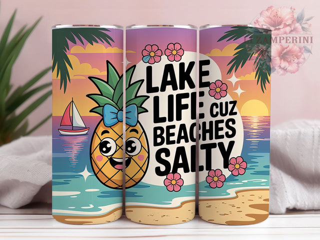 Beaches Be Salty Lake Life 20oz Tumbler, Beaches Be Salty, Sunset Beach Wrap, Summer Lake PNG, 20oz Skinny Tumbler, Funny Beach Sublimation, Summer Vacation Art, Coastal Lake Life Graphic Sublimation Li Zamperini 