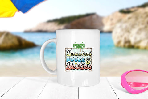 Beaches Booze & Besties, Summer Sublimation Design Sublimation CraftLabSVG 
