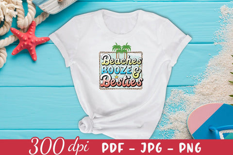 Beaches Booze & Besties, Summer Sublimation Design Sublimation CraftLabSVG 