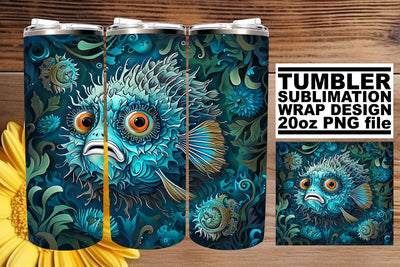 Beachside Beauty Tumbler Design, Summer Sublimation Wrap, 20oz, Coastal Fish Art, Watercolor Sea Creatures Sublimation afrosvg 