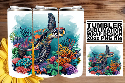 Beachside Beauty Tumbler Design, Summer Sublimation Wrap, 20oz, Coastal Fish Art, Watercolor Sea Creatures Sublimation afrosvg 