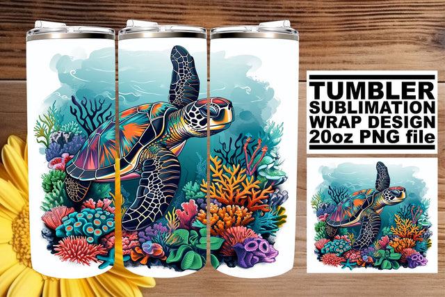 Beachside Beauty Tumbler Design, Summer Sublimation Wrap, 20oz, Coastal Fish Art, Watercolor Sea Creatures Sublimation afrosvg 